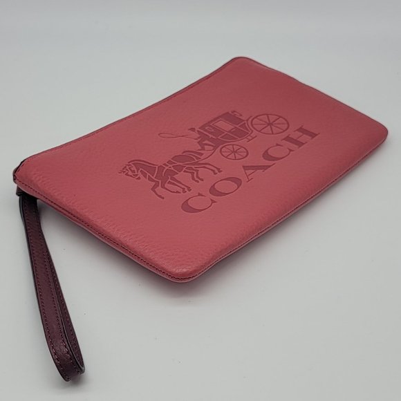 Coach Large Corner Zip Wristlet Horse and Carriage C4464 Poppy Vintage Mauve - Picture 3 of 5